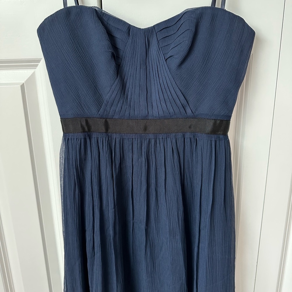 BCBG Max Azria Navy Chiffon Maxi Strapless Dress - Picture 4 of 5